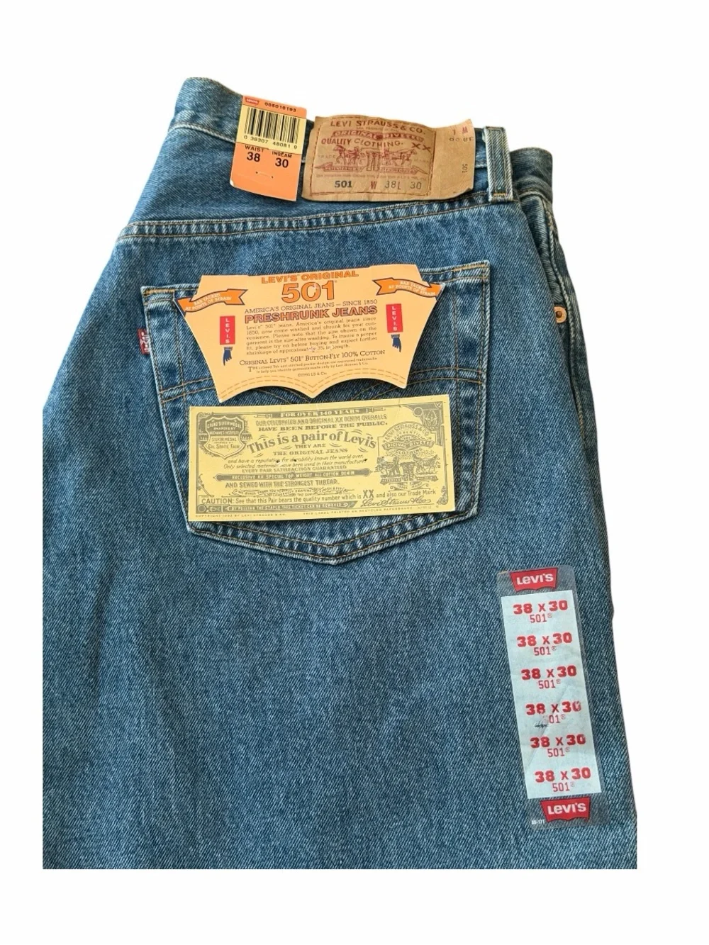 Levi’s Vintage New Old Stock, 501-0193 Button Fly Made in USA Jeans Size W38 L30